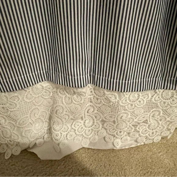 Zara Striped Contrasting Lace Shirt Dress Top - Picture 5 of 5
